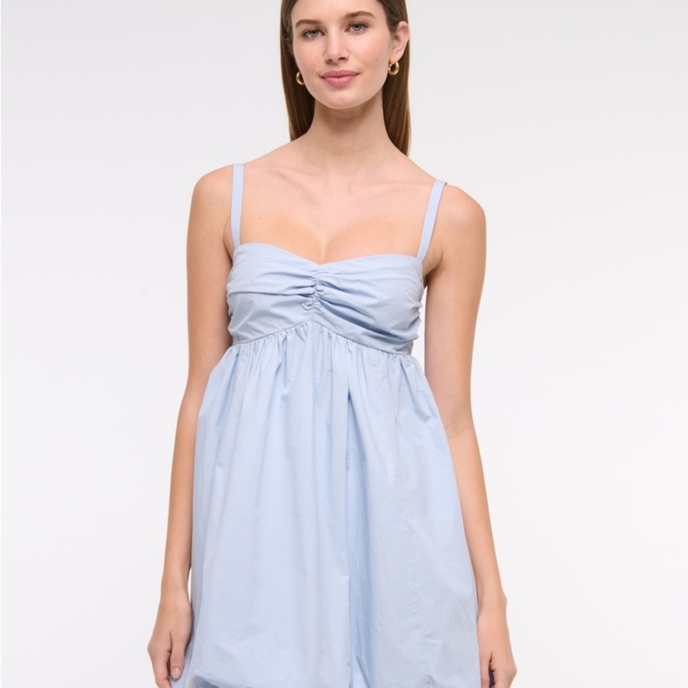 BNWT Abercrombie Pale Blue Mini Sleeveless Bubble Dress with Bow Detail M